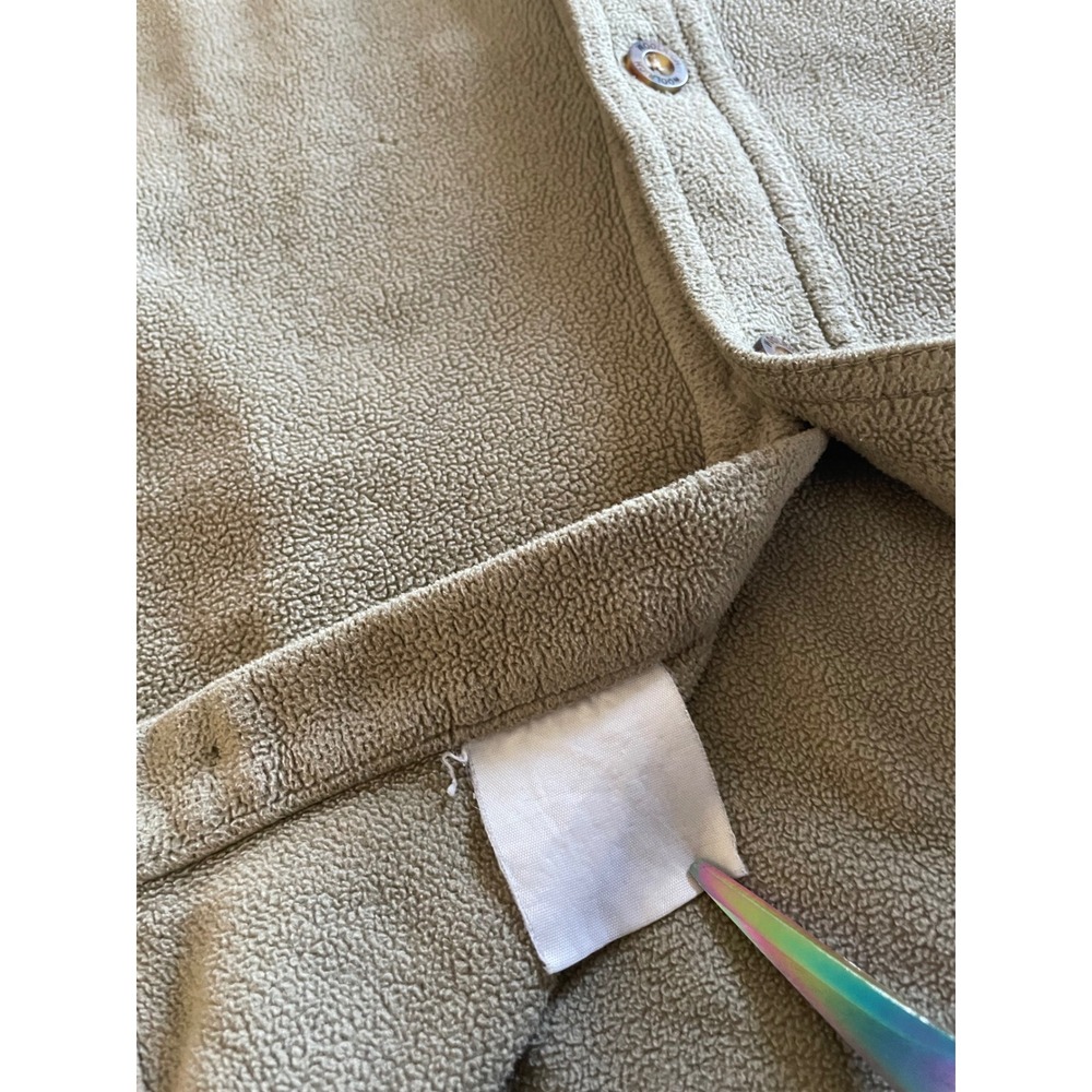 VTG Woolrich Mens Fleece Shirt Jacket Tan Khaki Button Up L Large *READ* - Picture 9 of 14